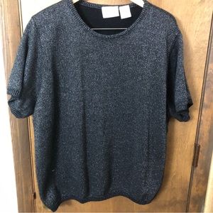 Kathie Lee Woman’s 2X Sweater Black & Silver Metallic